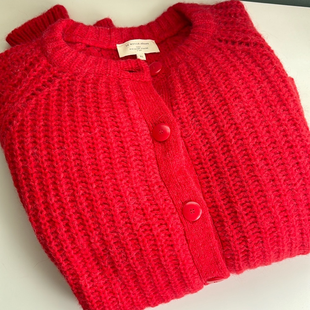 Sezane Emile Cardigan, Red, XL